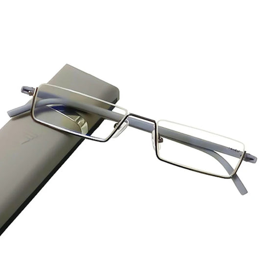 Blue Half Frame Reading Glasses with Alloy Frame and TR90 Temples