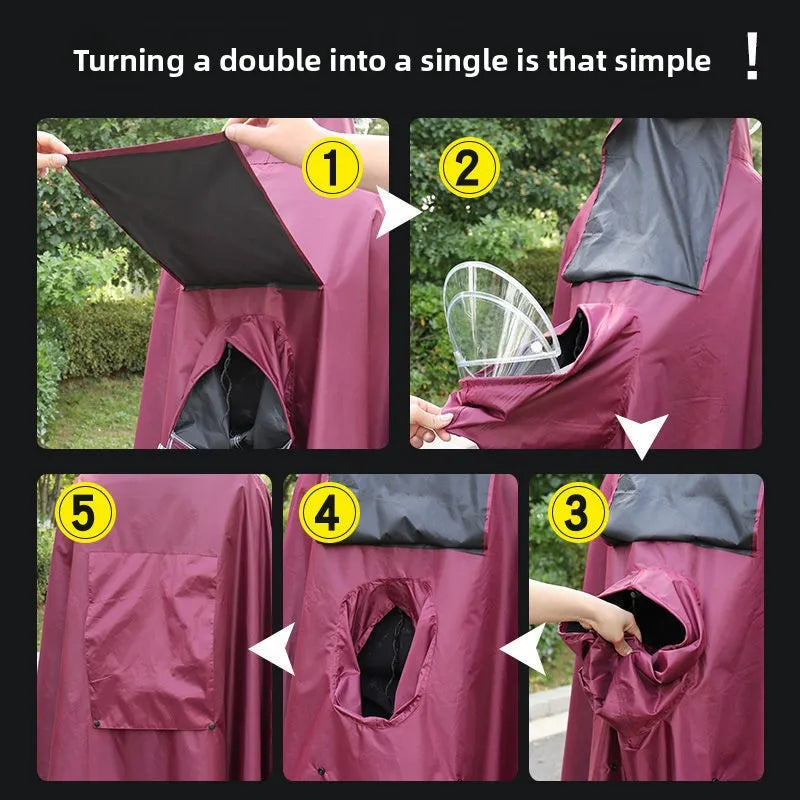 Large Double Person Waterproof Motorcycle Rain Poncho with Foot Coverage
