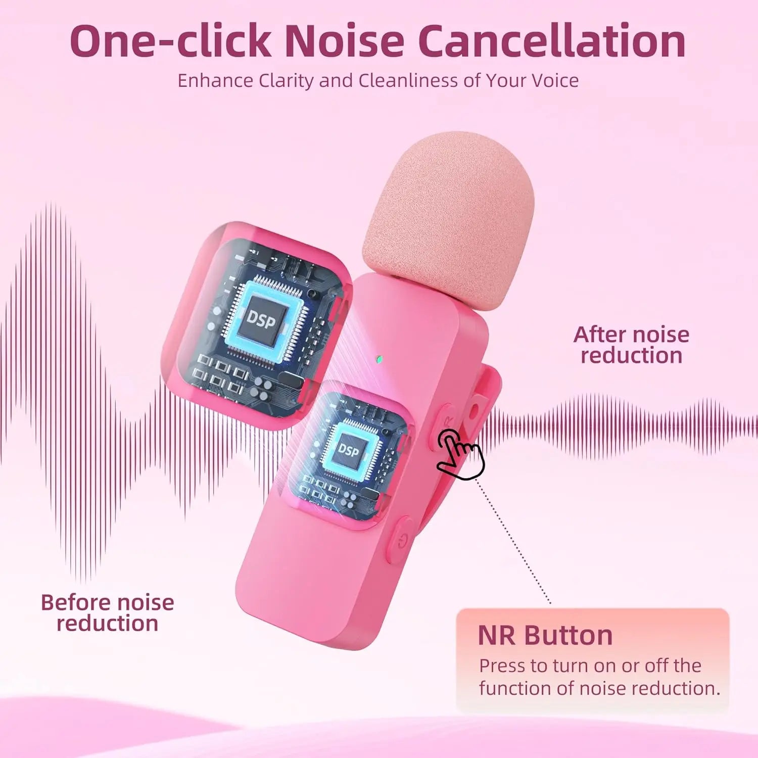 BY-V2-P Wireless Lavalier Microphone Portable Audio Video Recording Mini Mic for iPhone Android Vlog Gaming Phone Mic