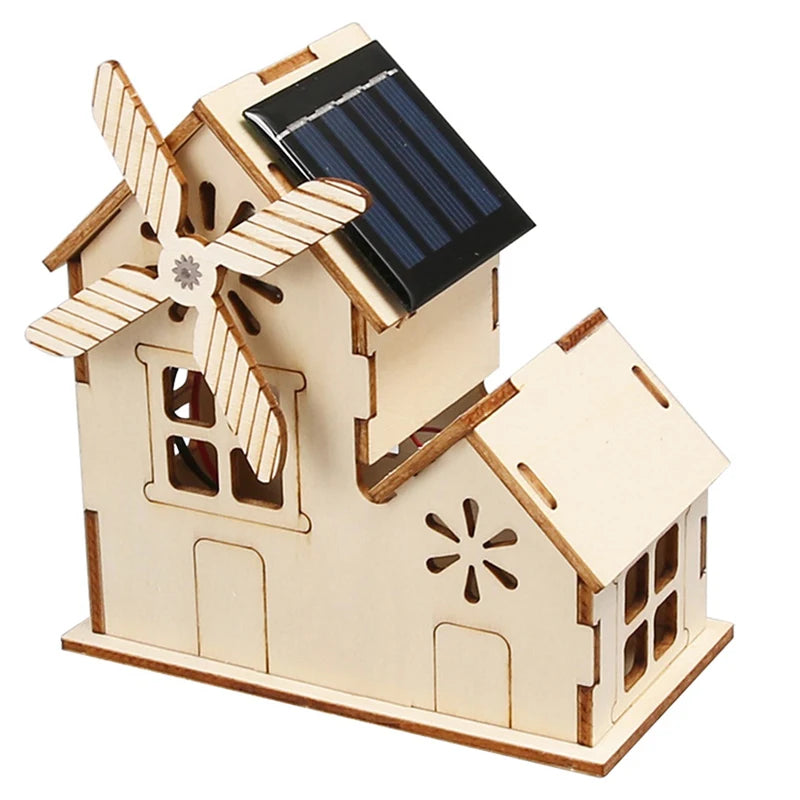 DIY Science Toys Wooden Puzzle Assembled Model Aviation Satellite Fan Solar Energy Science Discovery STEAM Education