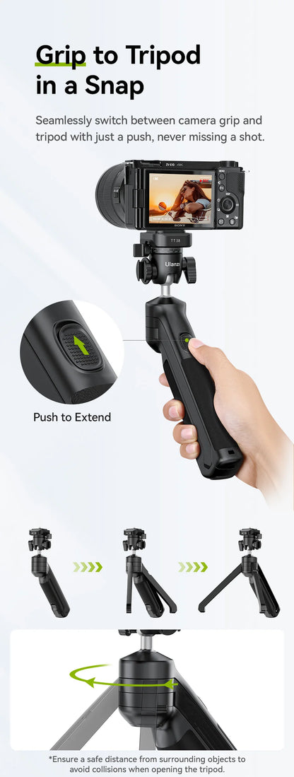 One-click Quick Release Tripod Uka Tripod Top Handle Grip for Camera Netting bracket with a Hidden Hook 180° Tilt