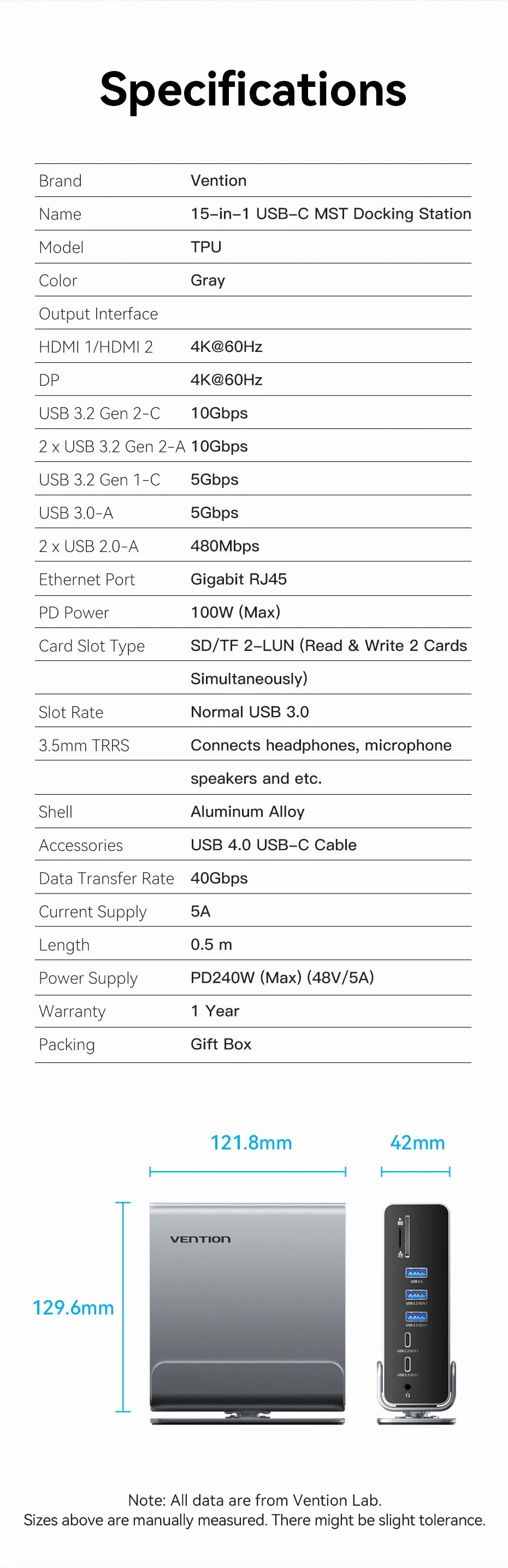 15 in 1 Gen2 USB C HUB Dual 4K@60Hz HDMI-compatible DP USB 3.0 with Power Adapter Docking Station for MacBook Pro M1 M2