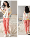 Women’s Cute Lazy Style Cotton Pajama Set – Soft, Loose Long Sleeves & Pants