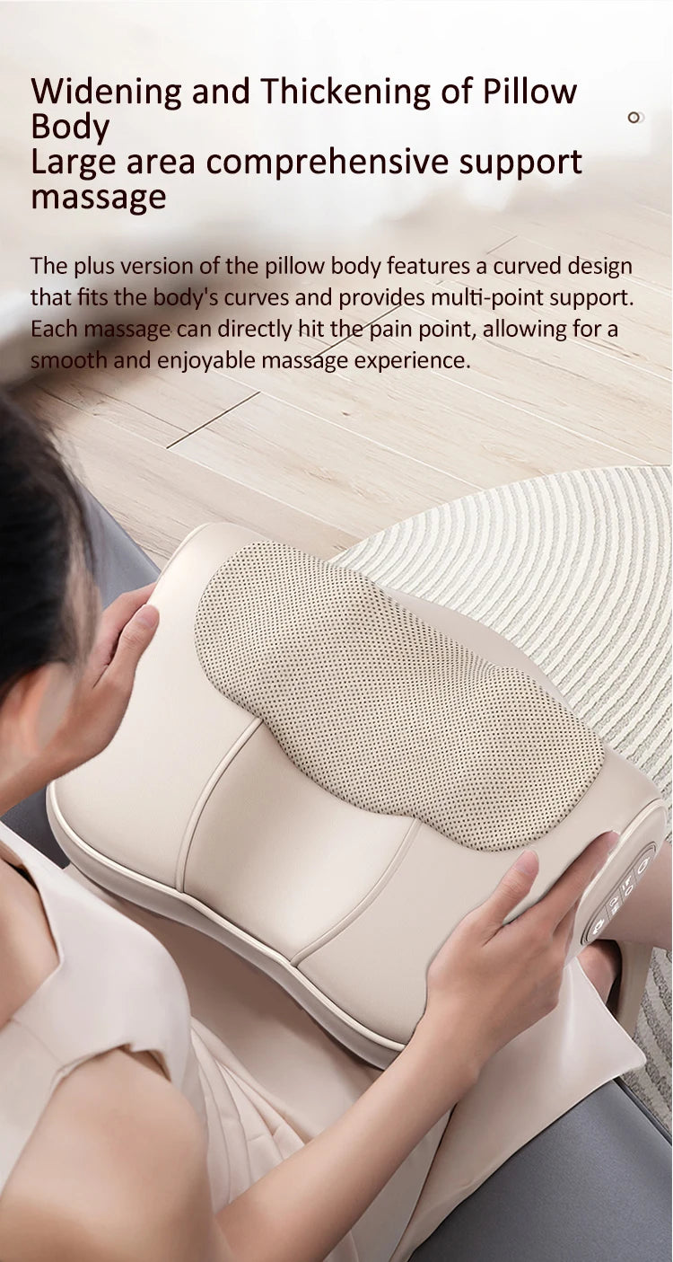 Neck Massage Pillow Cervical Massager Waist Back Shoulder Shiatsu Kneaded Multifunctional Hot Compress Relaxation Gift