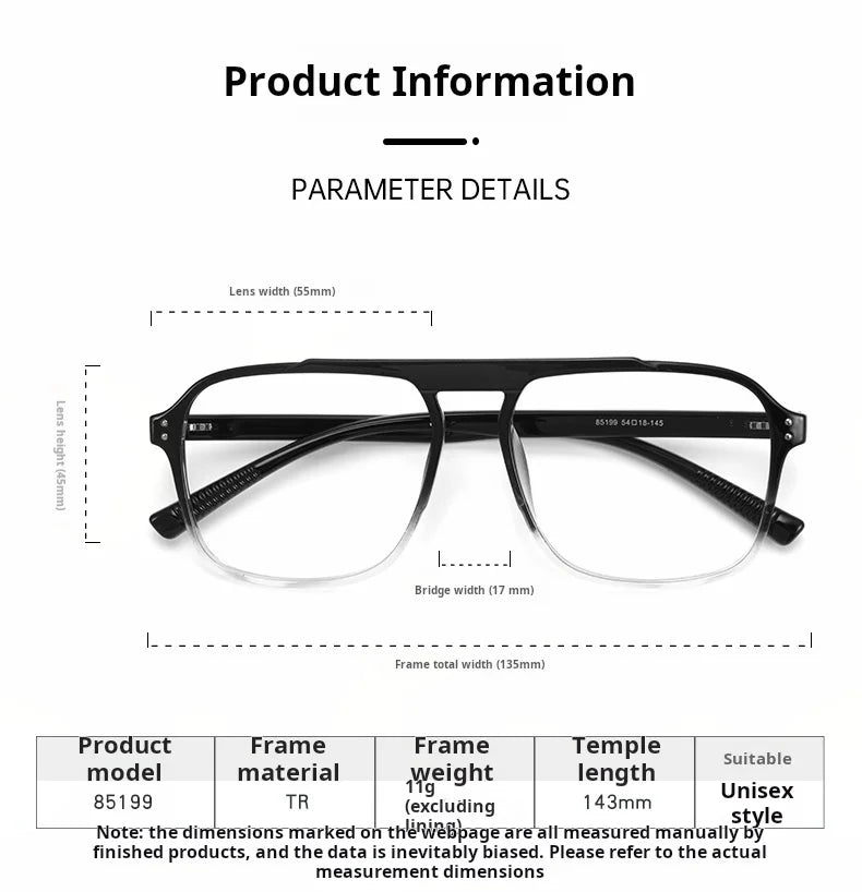 Mens Retro Pilot Double Bridge Progressive Multifocal Prescription Glasses