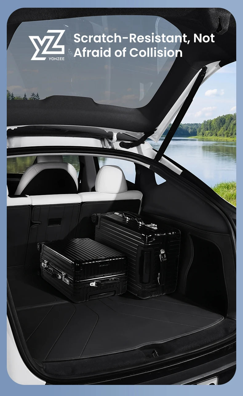 Nappa Leather Full Coverage Trunk Mat Set for Tesla Model Y Juniper 2025 2026 7 Piece Cargo Liner