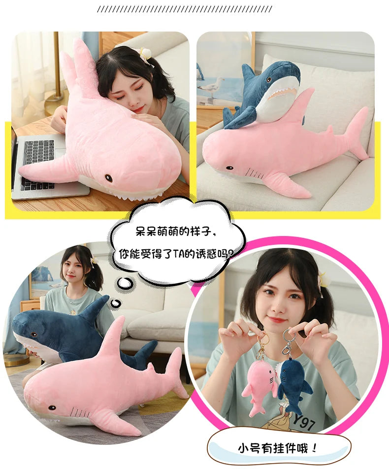 Colorful Shark Plush Stuffed Animal Soft Fish Pillow