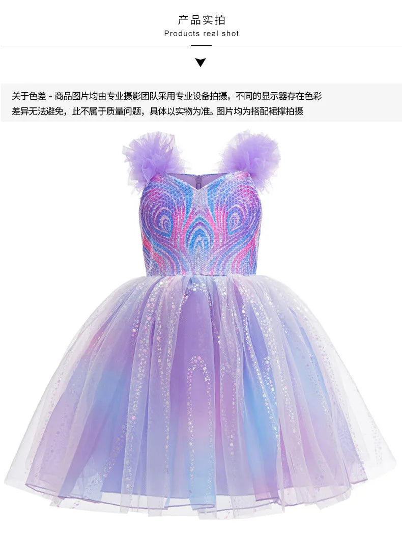 Good Witch Cosplay Dress - Girls Flutter Sleeve Tulle Ball Gown with Glitter Details | New Princess Party Dress for Halloween