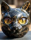 Room Embellishment Finish Home Decor Amber Eyes Black Cat Figurine Resin Ornament Halloween Office Bookshelf Decor