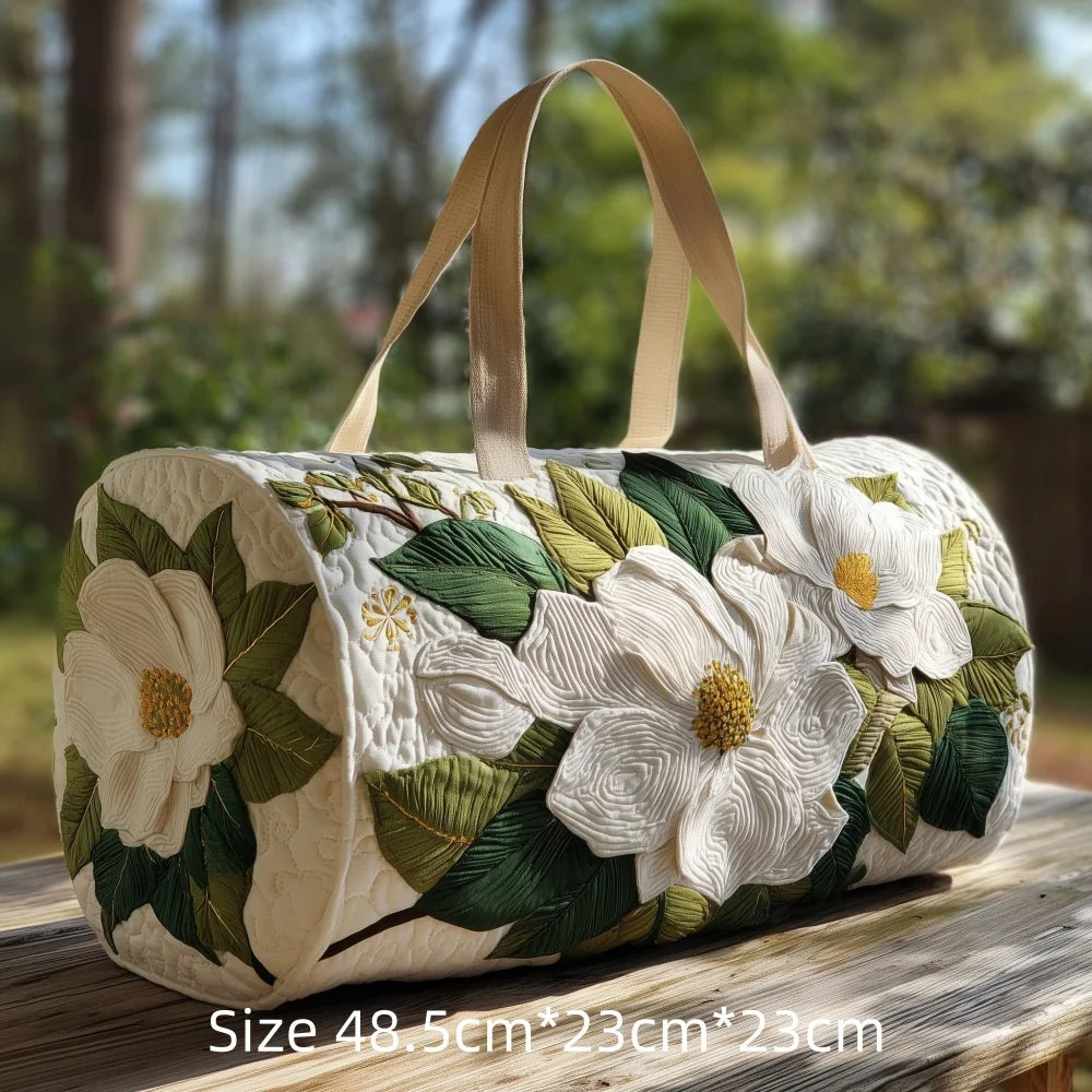 3D Printed Quilted Travel Duffle Bag Floral Pattern Tote Colorful Flowers Carry-On Lightweight Weekender Overnight Bag for Women