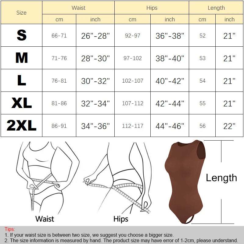 Women Sleeveless Crew Neck Shapewear Bodysuit – Tummy Control Thong Body Shaper