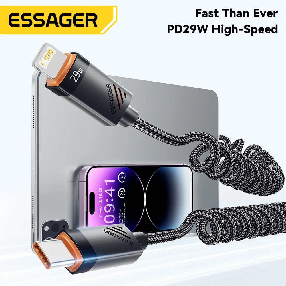 Car Spring USB-C to Lightning PD 29W Fast Charging Cable (1.8m)