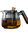 600ml Wooden Handle Hexagonal Glass Teapot with Tea Infsuer  Houshold Brewing Tea Pot Tea Ceremony Tea Maker Teaware