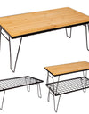 Outdoor Camping Folding Net Table Bamboo Board Desk Self Driving Barbecue Tea Iron Table Portable Drain Rack Sturdy