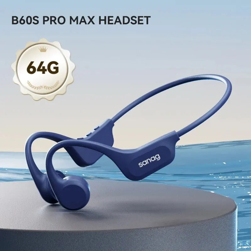 B60S Bone Conduction Earphones 64GB MP3 Wireless Open Headset IPX8 Swimming Waterproof Flash-sale Choice Headphones