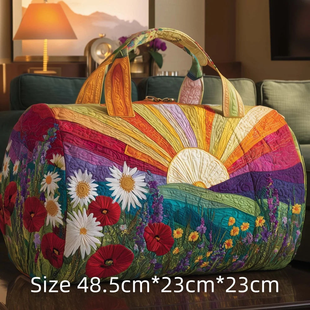 Hot Sale 3D Quilted Bag for Women Colorful Landscape Print Travel Sunrise Desert Mountain Cactus Printed Overnight Trip Bags