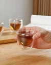 2/4/6pcs Screw Thread Espresso Cups Set Double Wall Glass Coffee Mugs Set 80ml Shot Glass Insulated Teacup Coffee Accessories