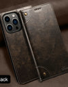 Flip Leather Wallet Phone Case for iPhone 16 15 Pro Max 16E 14 Plus with Magnetic Card Slot Holder Cover