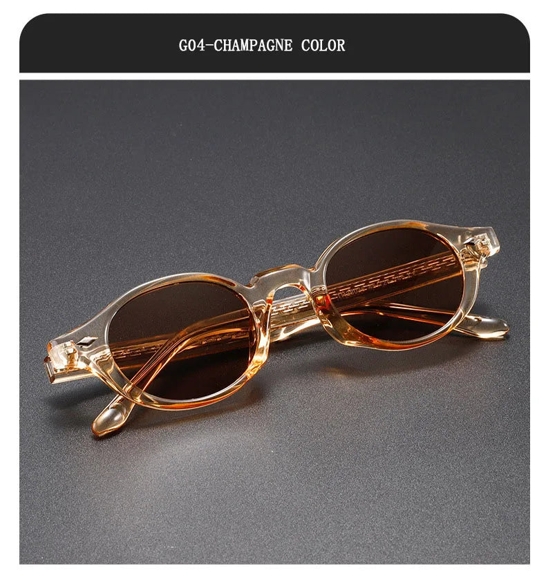 Vintage Oval Acetate Sunglasses With UV400 Protection