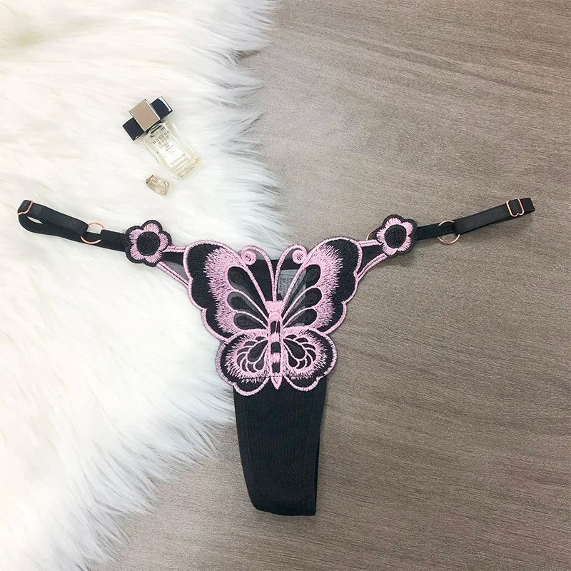 Customized Letters Butterfly Women G String Underwear Thongs Ladies Lace Briefs Transparent