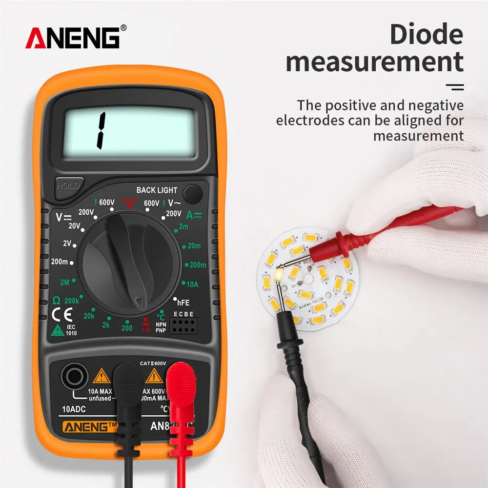 Digital Multimeter AC/DC Ammeter Volt Ohm Multimetre Tester Meter With Thermocouple LCD Backlight Portable