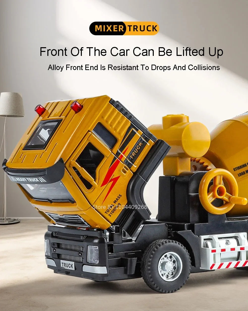 1:40 Electric Cement Mixer Truck Model Toy Alloy Diecast Sound Light Pull Back Engineering Vehicle Models for Boys Gifts