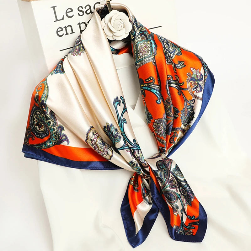 Square Women Scarves Silk Office Ladies Hair Neck Bandanna Headband Foulard Headcloth Muslim Headscarf Female muffler