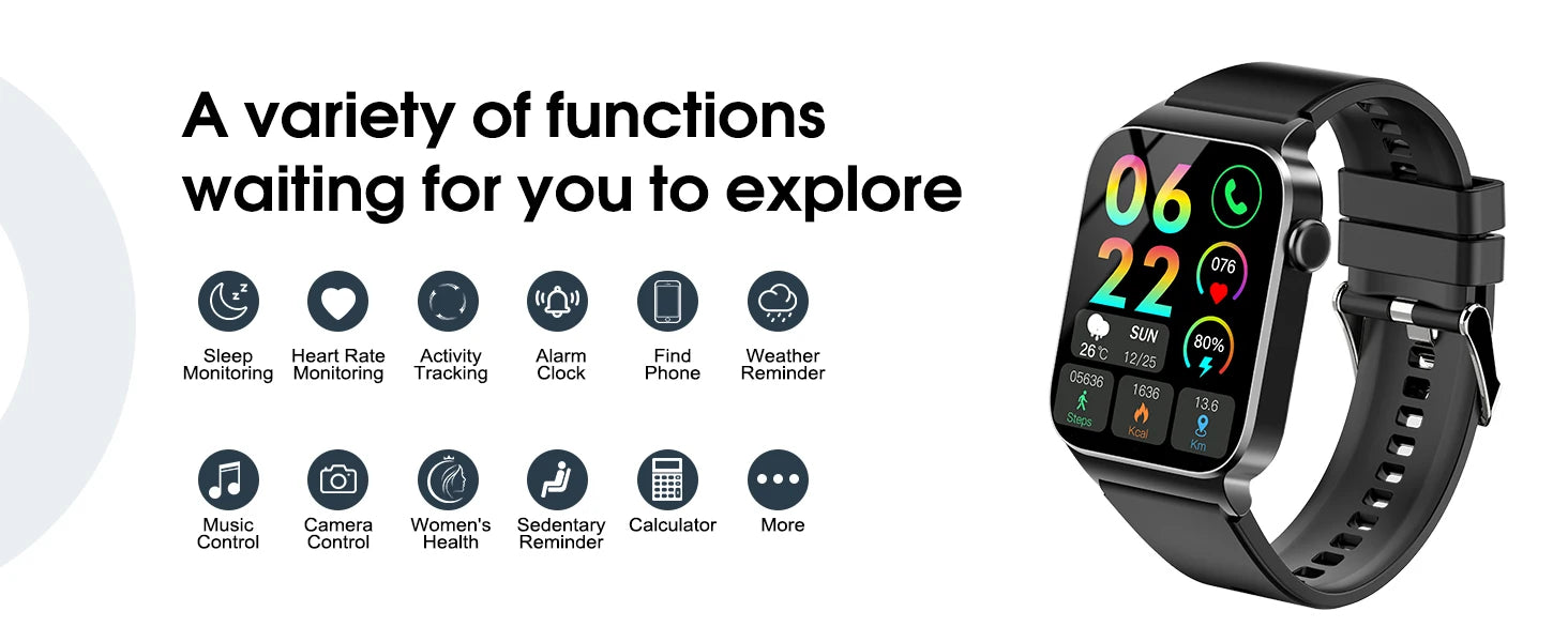 Smart Watch Sports Fitness Watch Smart Watch for Men Women  Watch Pedometer IP68 Waterproof 110+ Sports Modes