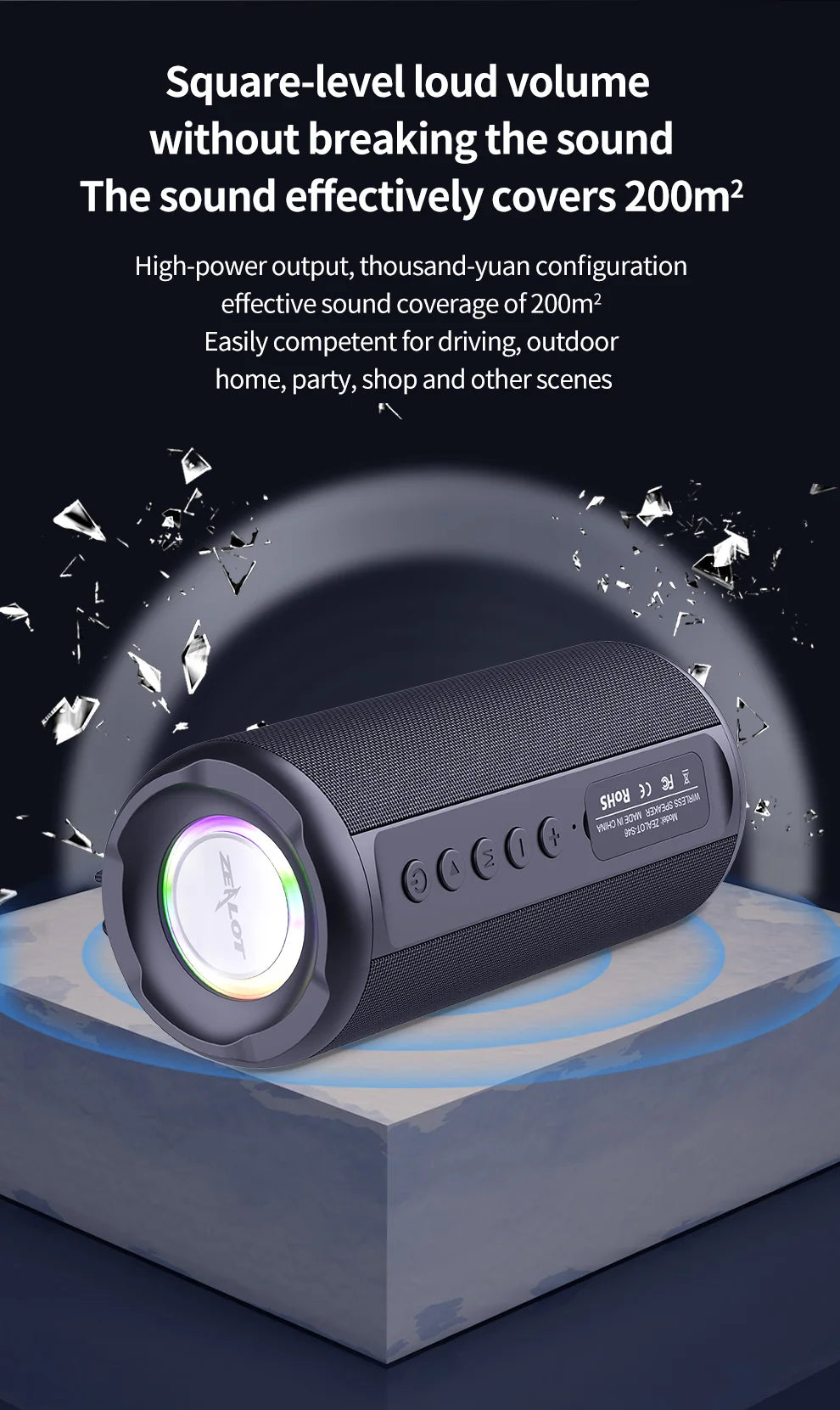 Portable Bluetooth Speaker IPX4 Waterproof 6 hours 10w super loud sound Wireless Speaker for phone TF card