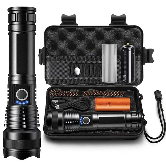High Power Rechargeable LED Flashlight With Zoom And USB Charging