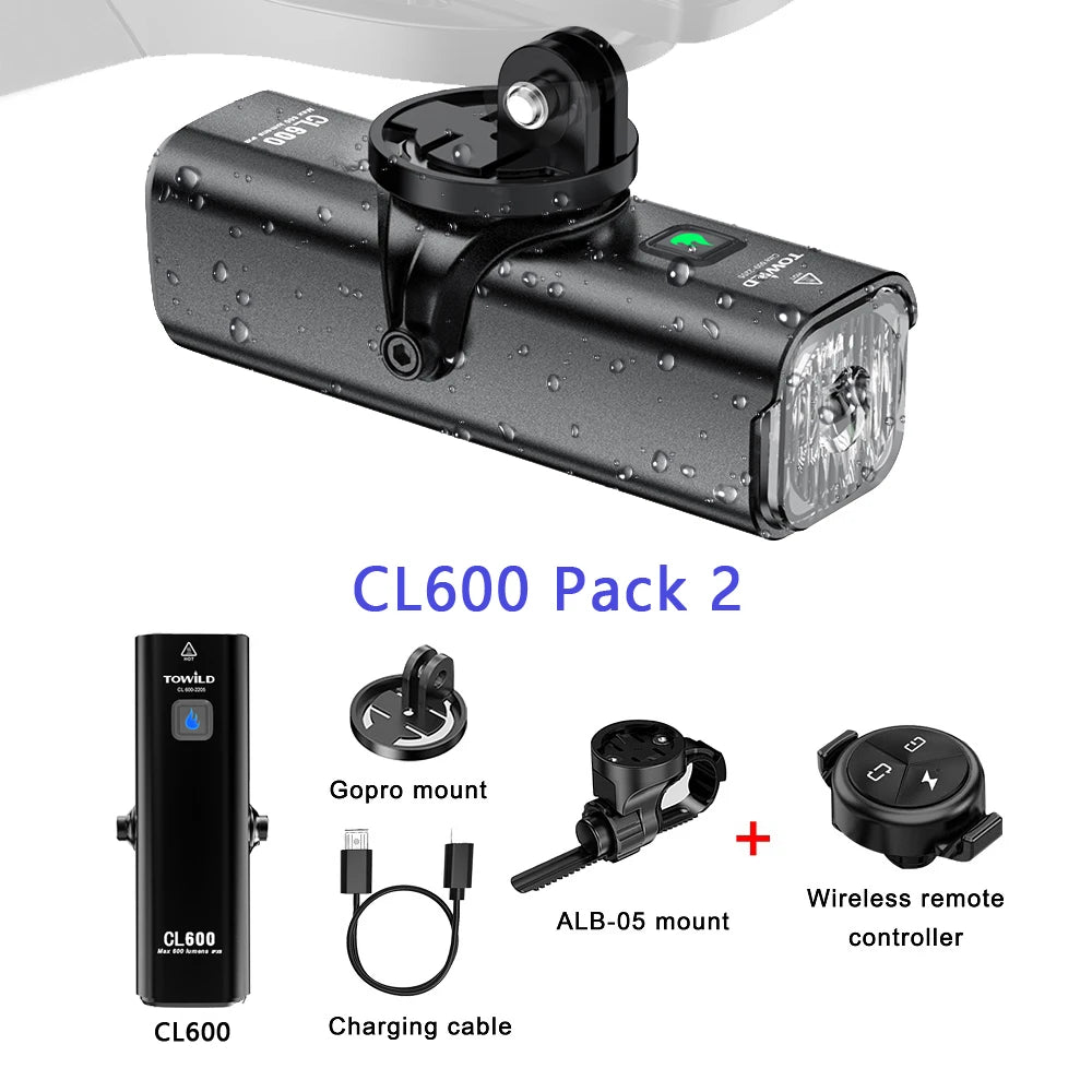 CL600S Bike Light Front Lamp 600 lumens USB Rechargeable LED 2600mAh Bicycle Light IPX6 Waterproof MTB Bicycle headlights