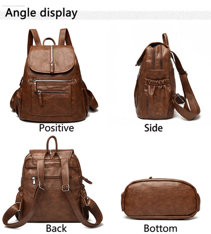 Soft Leather Backpacks High Capacity Female Back Pack Casual Travel Ladies Bagpack