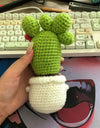 2 Pcs Funny Handmade Knitted Cactus Plants Ornament Home Room Decor Crochet Positive Cactus Doll With Emotional Card Christmas Gift