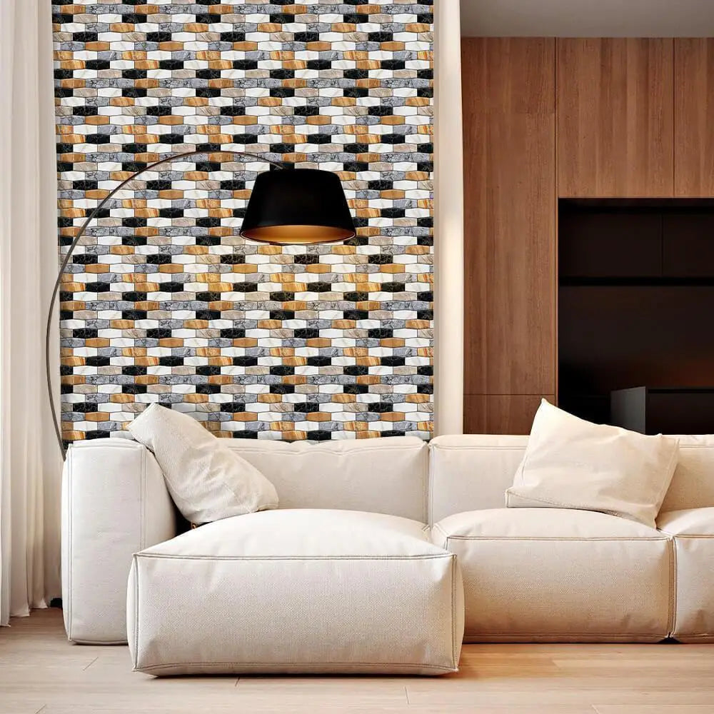 3D Wall Sticker Self-adhesive Faux Stone Wall Panel Peel and Stick Tile Backsplash for Kitchen Bathroom Waterproof Tile Sticker