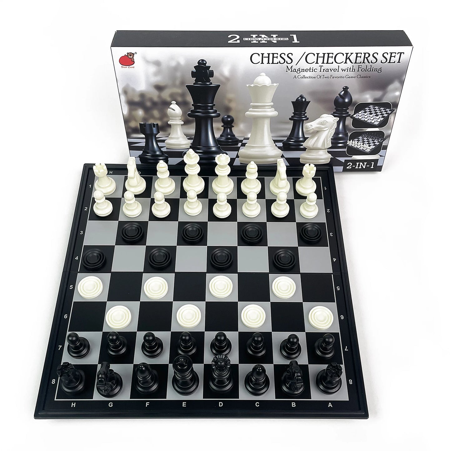 31.8cm 2 in 1 Foldable Magnetic Chess & Checkers Set