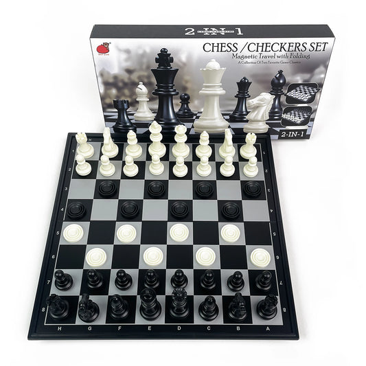 31.8cm 2 in 1 Foldable Magnetic Chess & Checkers Set