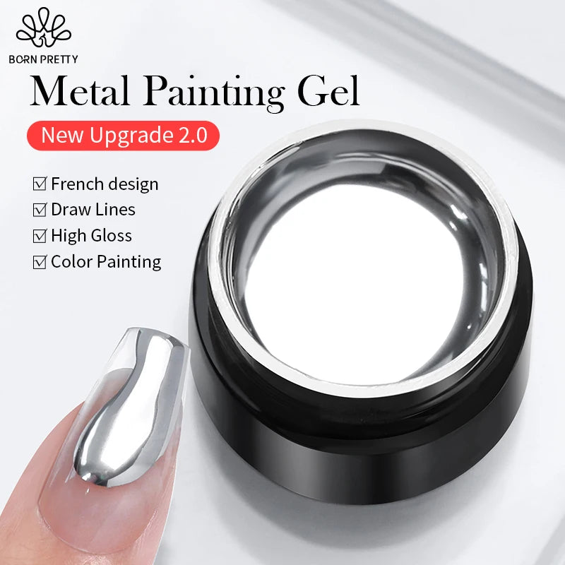 5ml Metallic Painting Gel Polish Strong Silver Effection Nail Art Soak Off Gel Nail Polish Silver Mirror Gel