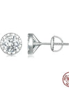 2ct D VVS1 Moissanite Faceted Stud Earrings For Women 925 Sterling Silver Classical Round 6.5MM Round
