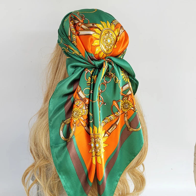 Retro Women Silk Scarf Bandanna Fashion Bohemian Pattern Square Hijab Lady Wrap Headband foulard muffler