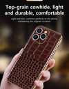 Genuine Leather Phone Case for iPhone 16 15 Pro Max 14ProMax Luxury Soft Edges Shockproof Camera Protection Cover