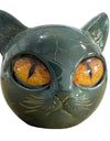 Cat Head Statue - Elegant Marble-like Glossy Resin Sculpture with Golden Eyes & Black Marble Texture,Desktop Decor for Home/Offi