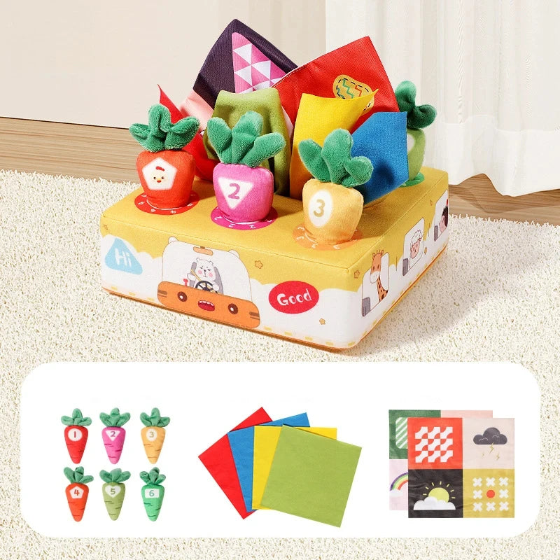 Toys 0 12 Month Tissue Box Pull Out Radish Toy Games s Fine Motor Skills Toys Montessori Early Learning Sensory Toy