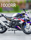 1:10 BMW S1000RR Kawasaki H2R V4S Alloy Die Cast Motorcycle Model Vehicle Collection Sound and Light Off Road Autocycle Toys Car