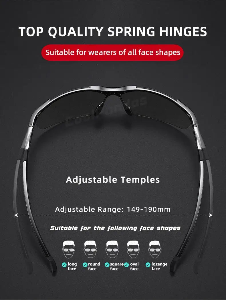 Aluminum Rimless Photochromic Polarized UV400 Day Night Driving Sunglasses for Men Women