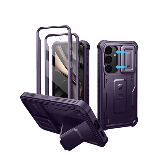 for Samsung Galaxy S25 Case holder Heavy-Duty Shockproof Rugged Case with Built-in Slide Camera Cover & Screen Protector