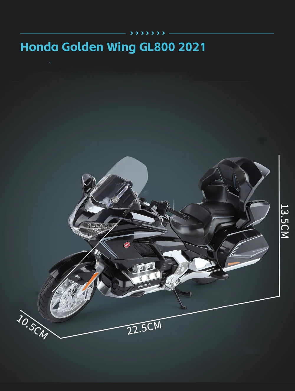 Diecast Honda Gold Wing GL1800 2021 Touring Motorcycle Model 1 to 11 Scale