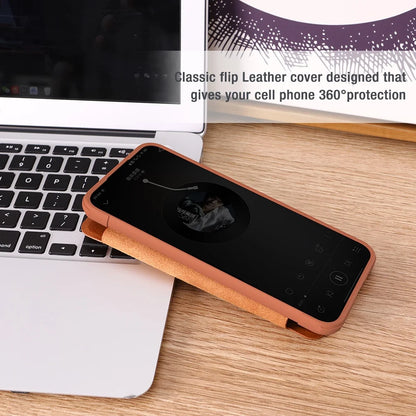 Luxury Flip QIN Pro Leather Case For Samsung Galaxy S23 FE Shockproof Camera Slider Protection Cover With Card Holder