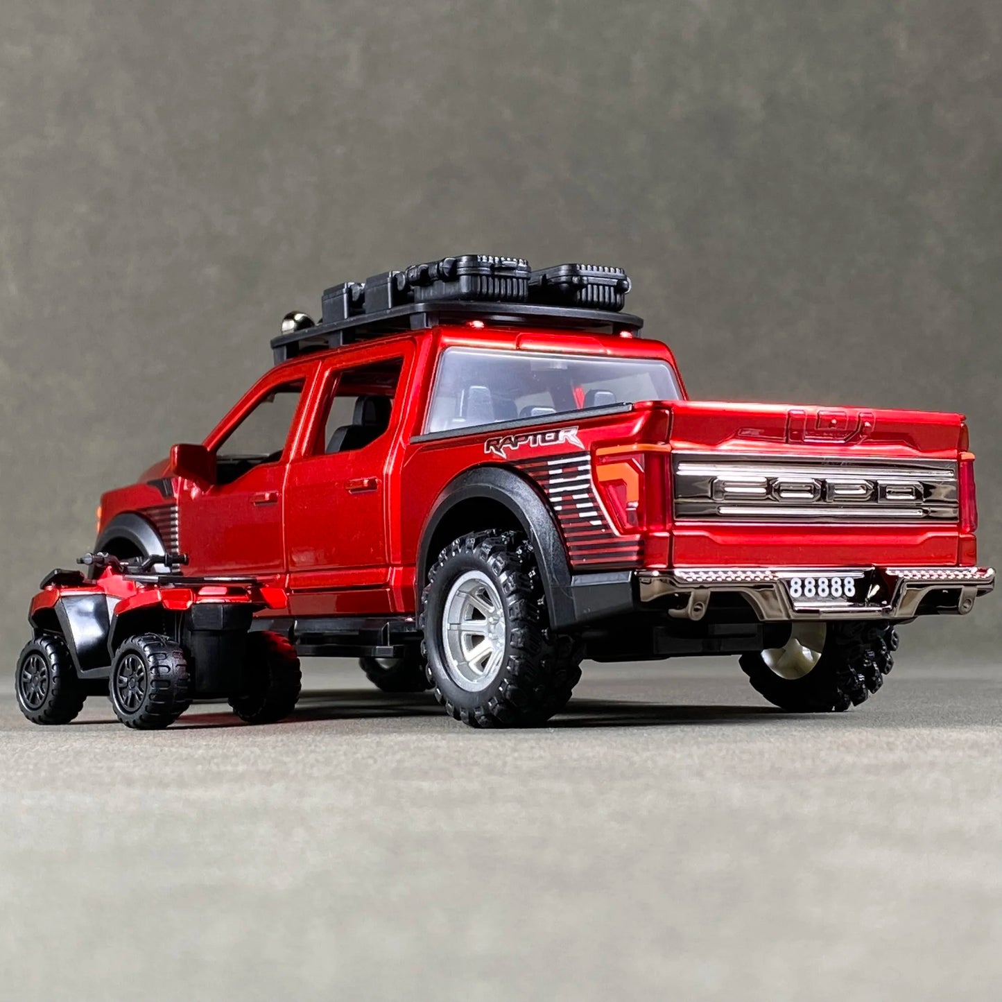 1:24 F150 Off Road Pickup Truck Alloy Diecast Metal Model Sound & Light Pull Back Toy Trendy Display Birthday Present For Friend