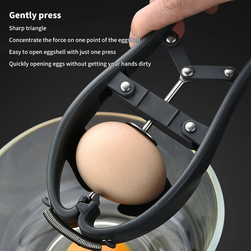 Stainless Steel Egg Cracker & Separator – Handheld Egg Opener with Yolk White Separator Tool