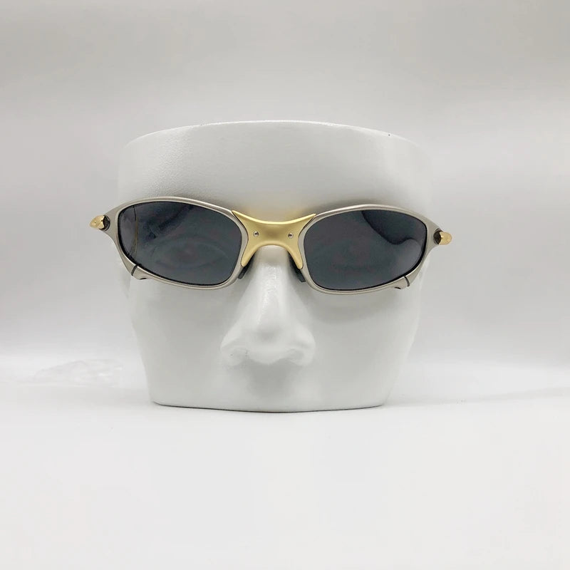 Polarized UV400 MTB Bike Cycling Sunglasses – Silver Metal Frame Riding Fishing Eyewear